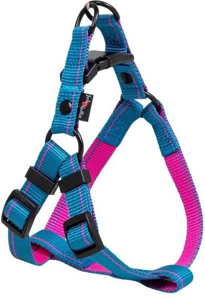 Jack and Vanilla Hondentuigje - Hondentuigje - Honden tuigje - Stripe - Blauw - Roze - XS - kleine hondenrassen