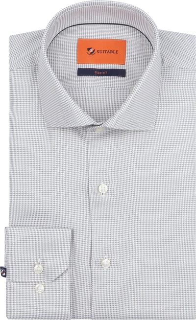 Suitable Overhemd Extra Lange Mouwen Print Taupe - Maat 39 - Heren - Overhemden Formeel