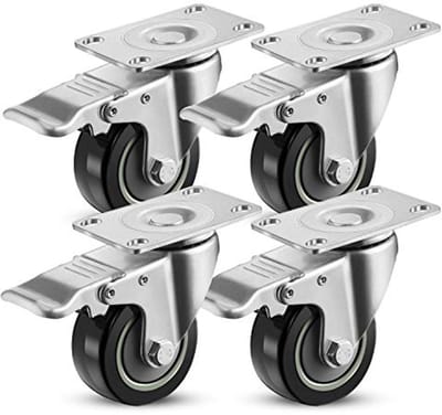 Zwenkwielen voor Meubels met Rem - 75 mm, 400 kg Capaciteit, 4 Stuks