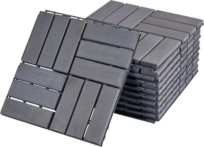 Houten terrastegels Alliste vlonder set van 10 acacia 0,9 m² grijs 12 latten casa.pro