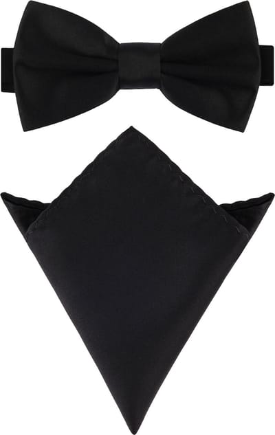 Ladeheid Vlinderdas & Zakdoek voor Heren - Strikjes - 12cm x 6cm, 22cm x 22cm - Zwart - LA-SR-M/P