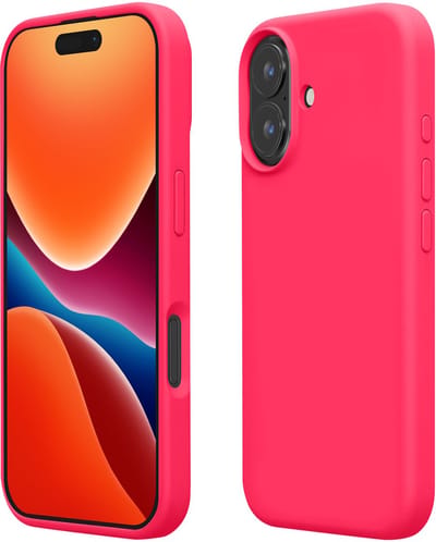 kwmobile telefoonhoesje geschikt voor Apple iPhone 16 Plus - Hoesje met siliconen coating - Smartphone case in neon roze