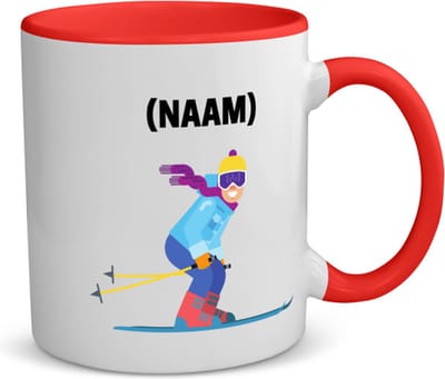 Akyol - skiën koffiemok - theemok - rood - Sport - skiër - wintersport - 350 ML inhoud