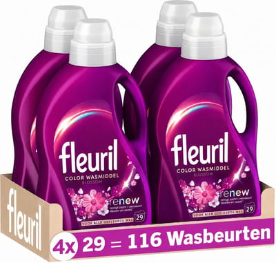 Fleuril Color Blossom - Vloeibaar Wasmiddel - Gekleurde Was - Intense Geurbeleving - 4x29 Wasbeurten - Voordeelverpakking