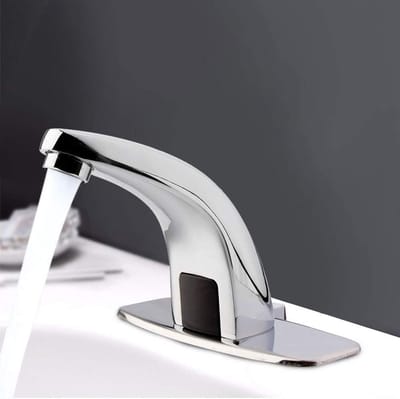 Handsfree Infrared Sensor Kraan voor Badkamer of Keuken, Automatische Waterafgifte met 30CM Detectiegebied in Messing