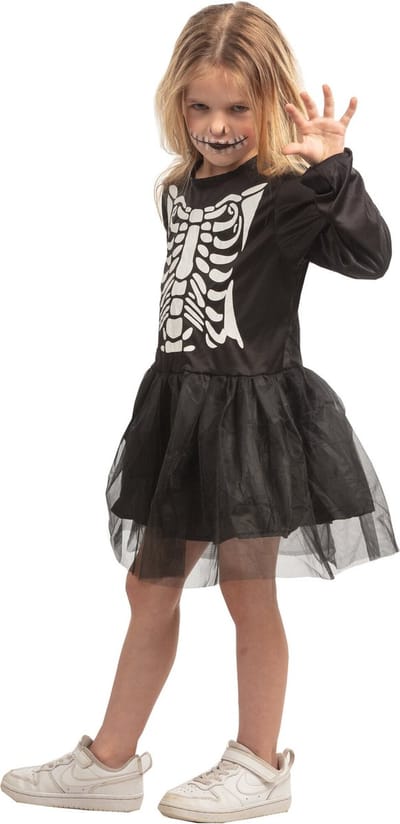 Skeletjurkje Kind met Tutu Zwart - Maat 128