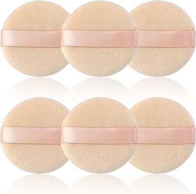 Set van 6 Zachte Ronde Poeder Puff, Ideaal voor Losse Poeder en Make-up Applicatie, 6 cm Make-up Sponzen voor Gezicht en Lichaam