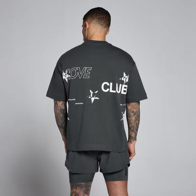MP Men's Hybrid Graphic Oversized Cotton T-Shirt - Gewassen Zwart - S