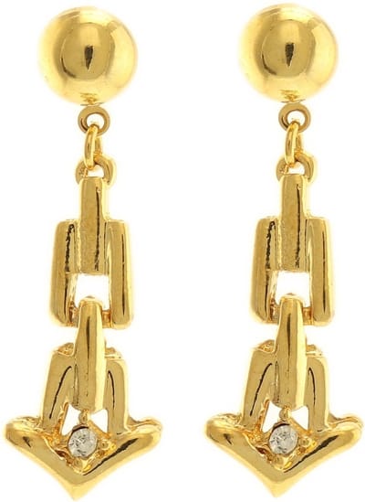 Behave - Oorhangers schakel met kristal - goudkleur - elegant retro stijl