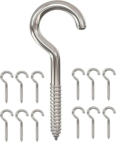 12pcs Schroefhaak - Zelftappende Schroefhaken - Open Ooghaken - Zware Schroefhaken voor Thuis - Kantoor en Buiten - Verlichtingshaak Racks 8cm