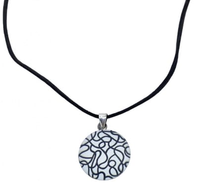 Verstelbare ketting -zwart- wit -kunststof - Charme Bijoux