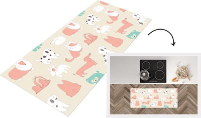 Keukenloper - Loper keuken - Patroon - Hond - Puppy - 120x50 cm - Keukenloper vinyl