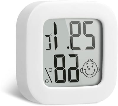 Digitale Thermohygrometer met LCD Scherm voor Binnengebruik, Draadloze Temperatuur- en Vochtigheidsmeter voor Kinderen, Woonkamers en Kantoren (1 Stuk - Wit)