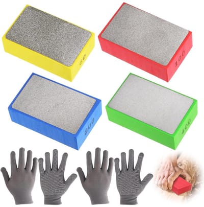 Diamant slijppads 4 stuks - met antislip nylon handschoenen - voor glas en tegel slijpen - hoge efficiëntie - ShopVlot