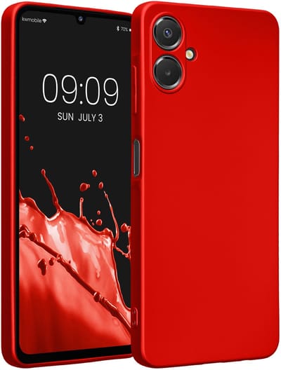 kwmobile metallic telefoonhoesje van TPU - geschikt voor Samsung Galaxy A06 - Flexible case voor smartphone - In metallic donkerrood