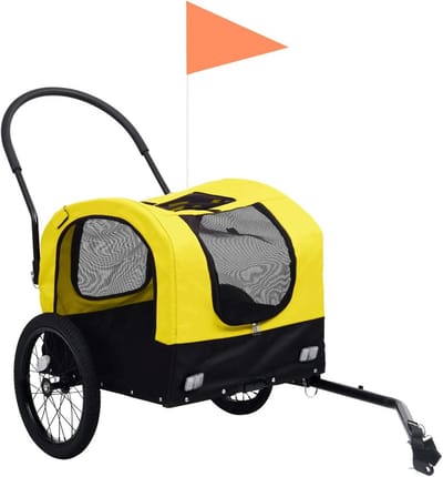 2-in-1 Dierenfietskar en Jogger - Opvouwbare Hondenaanhanger voor Fietsen - Geel/Zwart