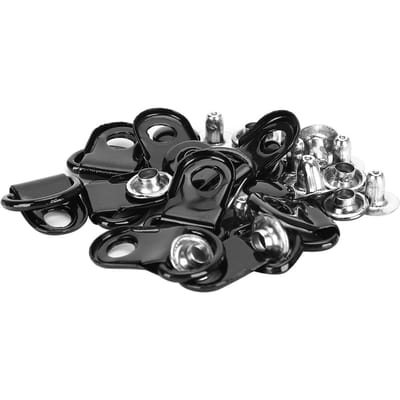 100 Set Veterschoenhaak D-ring Oogje Gesp Messing Schoenen Leer DIY Klinknagelgereedschap Glanzend Zwart 9x22mm black