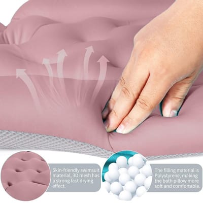 Dailygoody - Badkussen voor Het Hele Lichaam - Ergonomisch Ontwerp - Antislip - Pink - Verwijderbaar - Wasbaar - Badplezier voor Iedereen