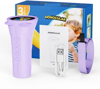 Microscoop - Microscoop voor kinderen - Digitale-Monoculair-voor-Kinderen - 10x-Vergroting - 2-Inch-IPS-Scherm - 2MP-Foto-&-Video - Inclusief-32GB-SD-Kaart - 1000m-Bereik- Vakantiecadeaus - paars