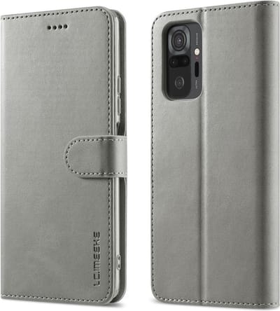 LC.IMEEKE Hoesje - Geschikt voor Xiaomi Redmi Note 10 Pro Hoesje - LC.IMEEKE Luxe Book Case - Grijs