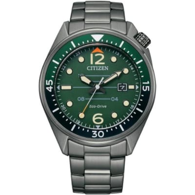 CITIZEN Eco-Drive Serie 100m Waterdicht Solar Kwarts Stalen Band Herenhorloge Groene Wijzerplaat AW1717-81X groen