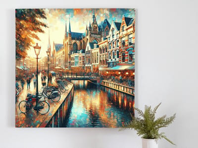 Modern groningen schilderij | Groningse pracht in hedendaagse kunst: Een modern meesterwerk ontstaat | Kunst - 20x20 centimeter op Dibond | Foto op Dibond