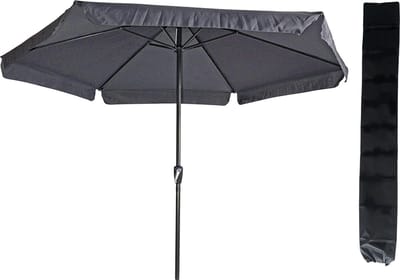 Parasol Gemini Grijs Ø300 cm - met handig opdraaisysteem en inclusief Kinzo opberghoes