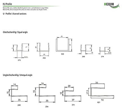 Randprofielen voor bekledingspanelen - H-, U- en hoekprofielen van pvc