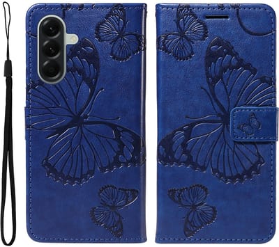 Coverup Hoesje - Geschikt voor Samsung Galaxy A57 Hoesje - Coverup Vlinders Book Case - Blauw