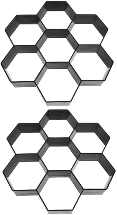 Betonnen Bestratingsmallen - Tuintegels Vorm - Tuinpad Aanleggen - Herbruikbaar Kunststof - 29 x 28 cm - Zwart