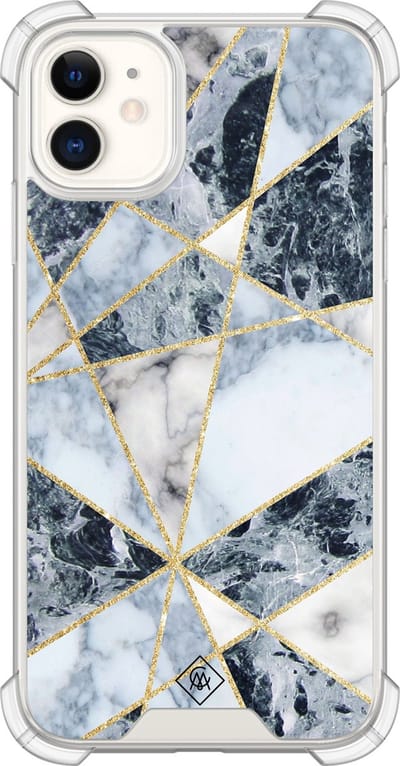 Casimoda® hoesje - Geschikt voor iPhone 11 - Marmer Blauw - Shockproof case - Extra sterk - Siliconen/TPU - Blauw, Transparant