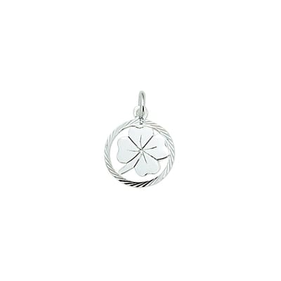 Zilver Gerhodineerde Hanger klavertje gediamanteerd 1329943