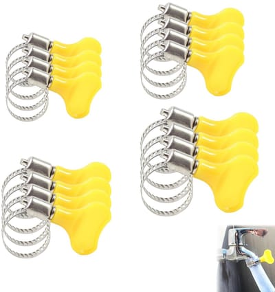 Dailygoods- Slangklemmen Set van 16 - Roestvrij Staal - Verstelbare Klemmen - PVC-Draaigreep - Gereedschapsvrij - Glad Randontwerp - Slangklem
