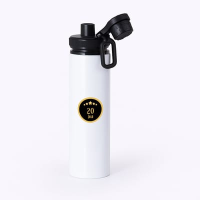 Hacebo® - 20 jaar waterfles met draaidop zwart - iemand die 20 jaar is geworden of 20 jaar lang een relatie hebben of getrouwd zijn - verjaardagscadeau - verjaardag - cadeau - kado - geschenk - gift - relatie - water fles - 850ML