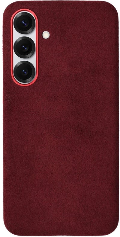 Rosso Avanti Hoesje Geschikt voor Samsung Galaxy S25 / S24 | Compatibel met MagSafe / Qi2 | Echt Italiaans Alcantara | Back Cover | Beschermhoes | Burgundy