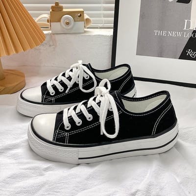 Schoenen van canvas met vierkante neus Dames Drievoudig gevulkaniseerde witte schoenen Studenten Alles-match casual schoenen 40 white