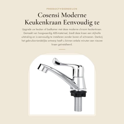 Dailygoods- Kraan Modern - ABS Chroom - Enkele Koudwaterkraan - Handgreep Opties - Eenvoudig te Installeren - Makkelijk te Reinigen - Keukenkranen