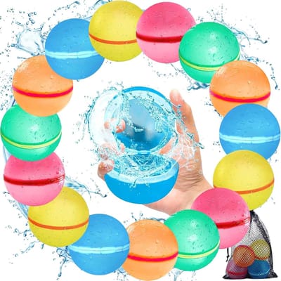 16 stuks herbruikbare waterbommen Zelfsluitende waterbomset Spatballen Siliconen waterballonnen Speelgoed voor kinderen Volwassenen Zomer Buiten Waterpark Zwembad Strandfeest