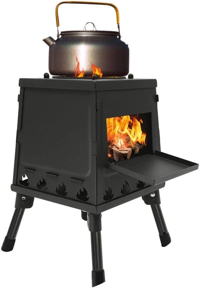 Linkforu - Inklapbare Campinghoutkachel – Buitenhaard - Houtkachel – BBQ – Verstelbaar in Hoogte 36-56 cm – Breedte 55 cm