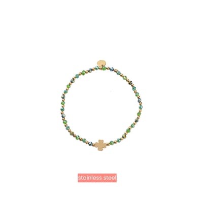Day&Eve by Go Dutch Label Armband (Sieraad) Elastisch Klaver Kralen Groen