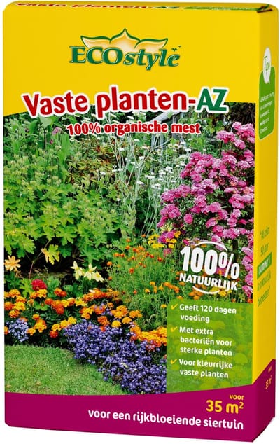 ECOstyle Vaste Planten-AZ Organische Tuinmest - Keurrijke Vaste Planten - Extra bacterien voor sterke planten - 120 Dagen Voeding - 35 M2 - 2,75 KG