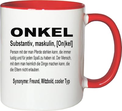 Koffiemok definitie oom broer cadeau voor neef en nichtje – Theekop Beker Wit-Rood