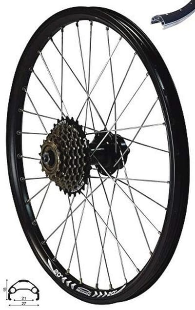 20 inch Achterwiel Velg Zwart met 7-voudige Schroefkrans voor Schijfremmen