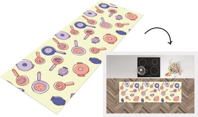 Keukenloper - Loper keuken - Pan - Jaren 50 - Patroon - 150x50 cm - Keukenloper vinyl