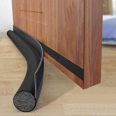 Tochtstrip Deur - Deurafdichting Tocht - Tocht Buiten Houden - Dubbellaags Materiaal - 96 cm - Zwart
