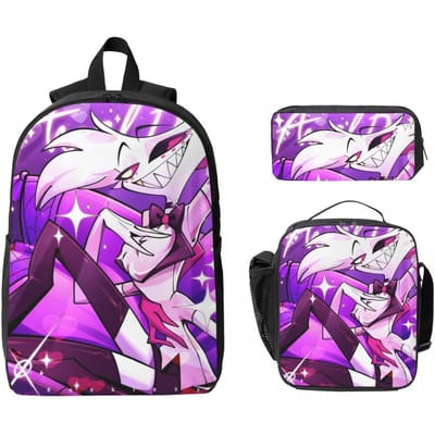 Alastor Vox Hazbins Hotels Kinderrugzak Lunchbox Etui voor Jongens Meisjes Kleuterrugzakken Kawaii Schooltas Boekentas Set