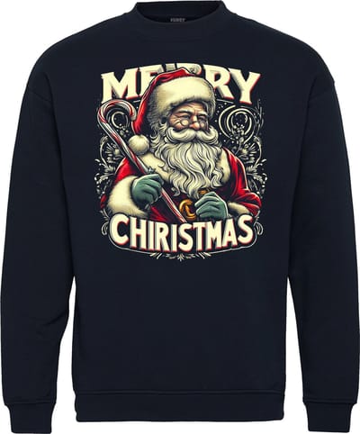 Kersttrui Santa Merry Christmas | Foute Kersttrui Dames Heren | Kerstcadeau | Kerstpakket | Navy | maat XS