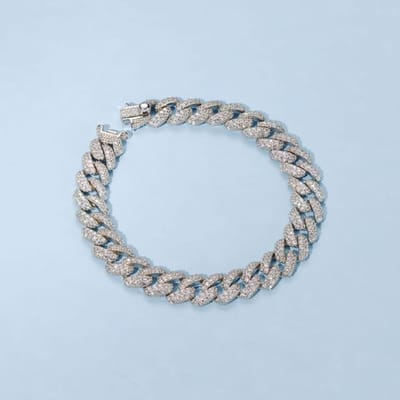 Echt 925 Zilver Cubaanse Schakelketting 16 -19 Cm Armband &50 -60cm Ketting Volledige Bling Zirkoon Hip Hop Rock Fijne Sieraden Voor Mannen Vrouwen 16cm bracelet gray