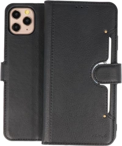 KAIYUE - Luxe Portemonnee Hoesje - Pasjeshouder Telefoonhoesje - Wallet Case - Geschikt voor iPhone 11 Pro Max Zwart