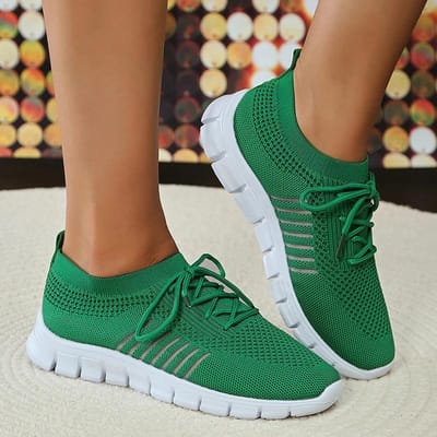 Lichtgewicht Ademende Hardloopschoenen voor Dames Antislip Gebreide Groene Sneakers Vrouw Zachte Zool Slip On Casual Flats Plus Maat 43 43